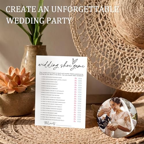 Fun Wedding Games Set - 25 Bridal Shower Games Cards, Engaging Bridal Party Entertainment for Wedding Shower, Engagement Party & Reception Fun a Must-Have for Minimalist Newlywed Game - A06