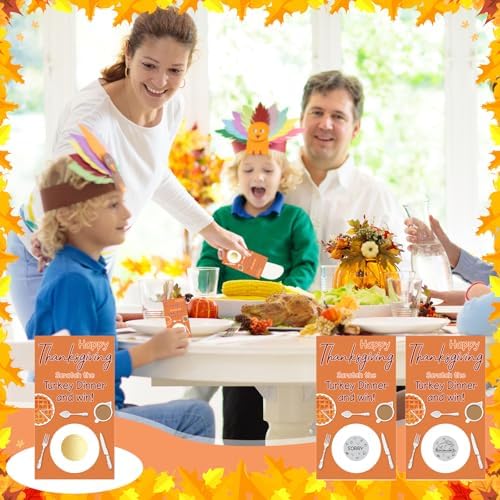 Thanksgiving Scratch Off Cards, Find The Turkey to Win, Fun Thanksgiving Games for Family Party, Family Activities, Friendsgiving, Fall Holiday Games