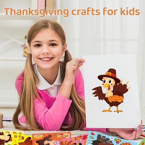 Large Size Thanksgiving Make-A-Turkey Stickers,DIY Thanksgiving Crafts,Turkey Crafts,Turkey Games for Family,Party Decorations Gifts Activities
