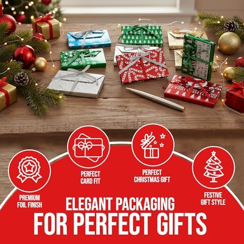 Iconikal 9-Pack Christmas Holiday Foil Embossed Gift Card Holder Boxes
