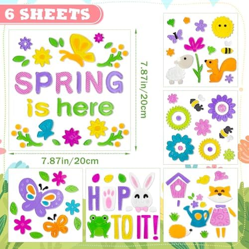 6 Pack Spring Window clings – Reusable Window Cling for Glass Windows