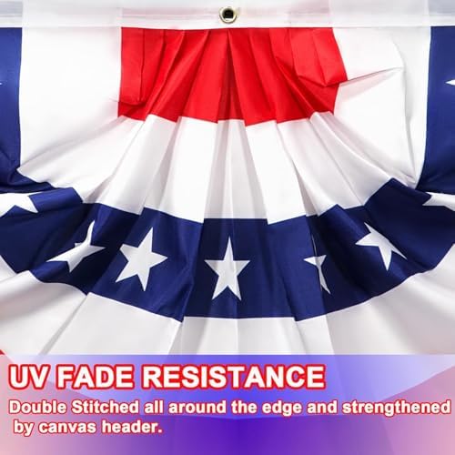 American Bunting Flags for Outside,4th of July Flags Outdoor, American Pleated Fan Flag 1.5x3 FT,Patriotic Decor Bunting Banner,Fourth of July Yard Decorations,Red White and Blue Decor for Outside (4 Pack)