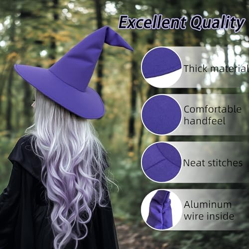 Witch Hat, 18IN Wizard Hat Cosplay Accessories for Halloween