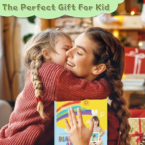Mushroom Diamond Art Kits for Kids with Frame, Cartoon Diamond Painting Kits for Kids Ages 4-8-12, Easy Diamonds Gem Art Crafts Gift for Girls Boys, Beautiful Package for and Home Wall Decor(7x7inch)