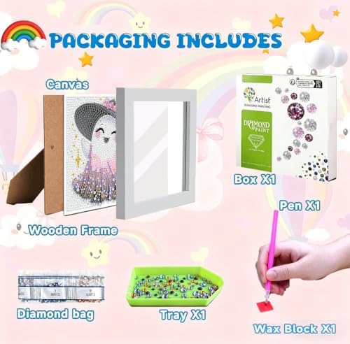 Tiwabb Ghost Diamond Art Kit for Kids with Frame,DIY Crafts for Girls Boy