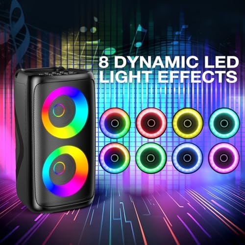 Portable Karaoke Machine for Adults: LED Lights Bluetooth Speaker with 2 Karaoke Microphones Birthday Gifts for Party Speaker Karaoke Home System Packages Supports TWS/TF Card/USB/AUX