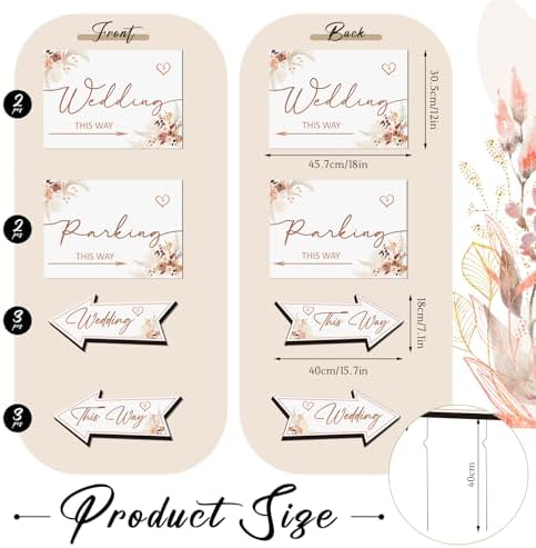 Wenqik 10 Pcs Fall Boho Wedding This Way Directional Parking Signs,Elegant