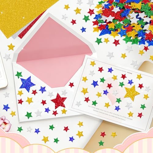 Foam Stickers Glitter Stickers Colorful Shapes Self Adhesive Stickers (Multicolour Star)
