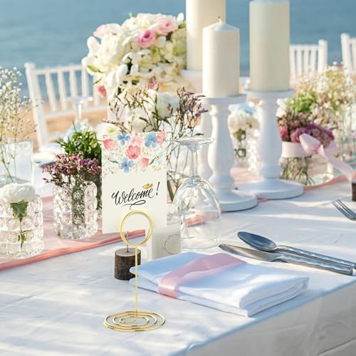 Radezon 20 Pcs Gold Table Number Holders, 5-Inch Place Card Holders With Widened Base, Wire Photo Stands for Tables, Name Menu Clips for Wedding Reception, Centerpieces and Events