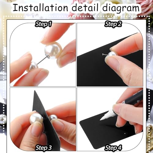 Leinuosen 96 Pcs Decorative Pearl Place Card Stands and Cards Set, Table Place, Food Labels Business, Dessert Table Decor
