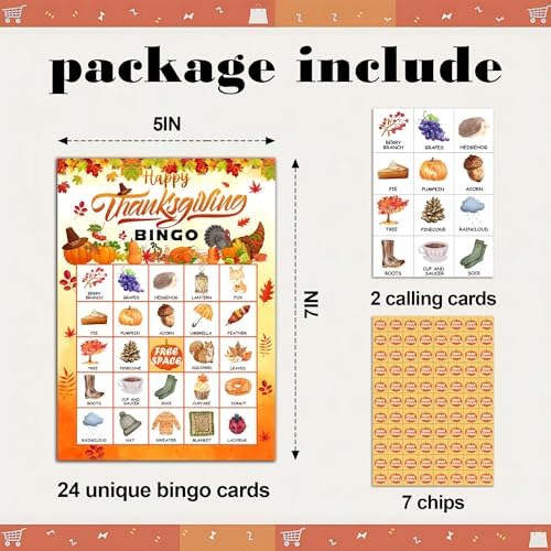 Happy Thanksgiving Party Bingo Game Cards, Fall Bingo Set for Adults Large Group, Fall Holiday Fun Party Games, Harvest Activities Icebreaker Games, Thanksgiving Gifts for Family Friends, 01