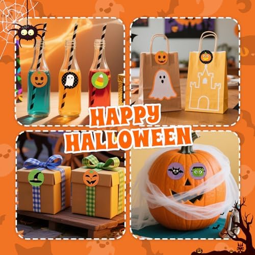 Byhoo Halloween Stickers 1000 Pcsfor Kids, Pumpkin Bat Spider Stickers Roll