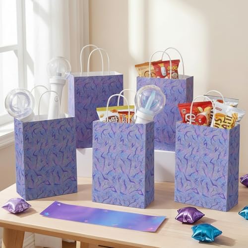 Kolldenn 48 Pcs Kpop Goodie Bags with Handles Purple Lightning Party Bags