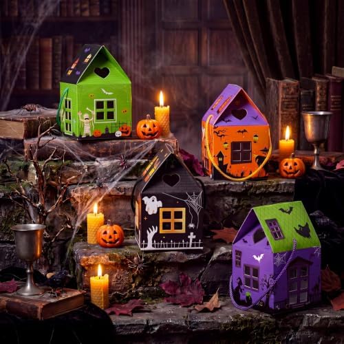 Gersoniel 24 Pcs Halloween Treat Boxes Mini Castle House Candy Box
