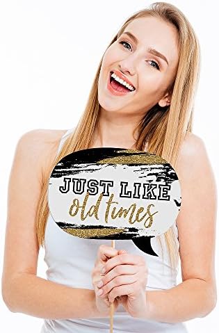 Class Reunion - Black & Gold Photo Booth Prop Kit, DIY Props - 20pc