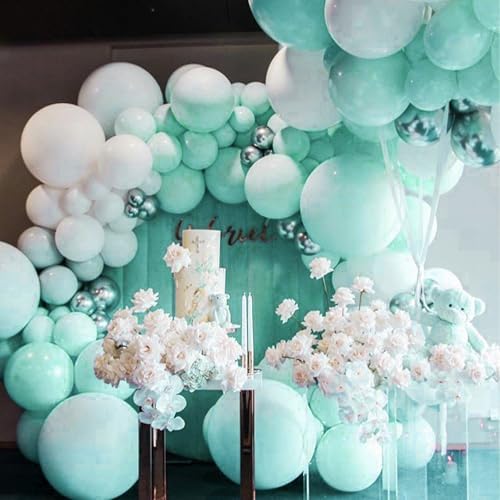 PartyWoo Teal Balloons 140pcs Turquoise Latex Balloons Different Sizes