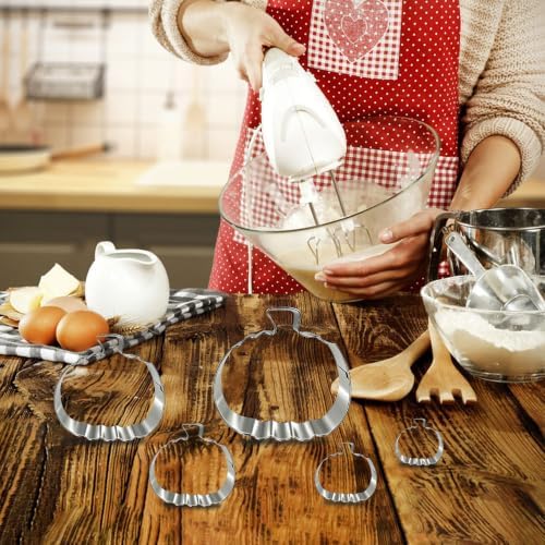 5 Pcs Pumpkin Cookie Cutters Stainless Steel Fall Halloween Biscuit Molds