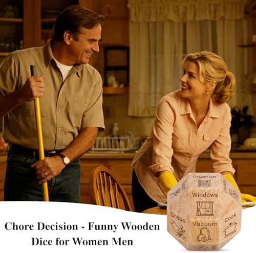 Chore Wooden Dice Games for Couples Families Funny Decision Cleaning Activity Dice Decider Wedding Gifts for Newlyweds Wife Husband Anniversary Wood Gift for Him Her Mom Dad Friends Coworker Christmas