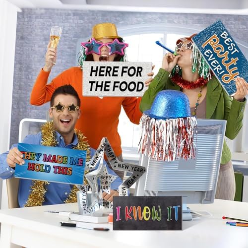 Beeveer 24 Designs Funny Photo Booth Props for All Occasions, PVC Signs