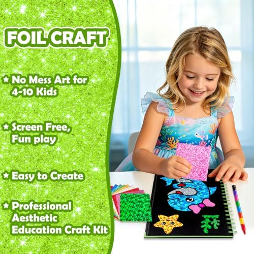 FUNNYB&G Foil Art Craft Kit for Kids, Sparkly Birthday Gift Toy for Kids