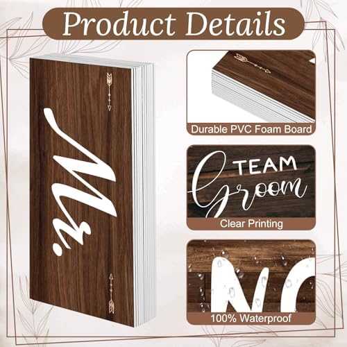 DERTE 24 Designs Rustic Wedding Photo Booth Props 11x5.5 Inch