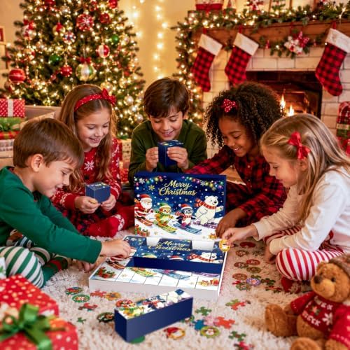 JWSCYSY 2026 Christmas Advent Calendar Box Set DIY - 24 Empty Surprise Gift Boxes with Number Stickers to Fill, Countdown Calendar for Kids Family Holiday Christmas Decorations (Blue)