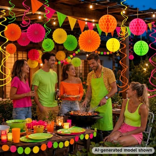 24 Pcs Neon Party Decorations Glow in the Dark Party Supplies