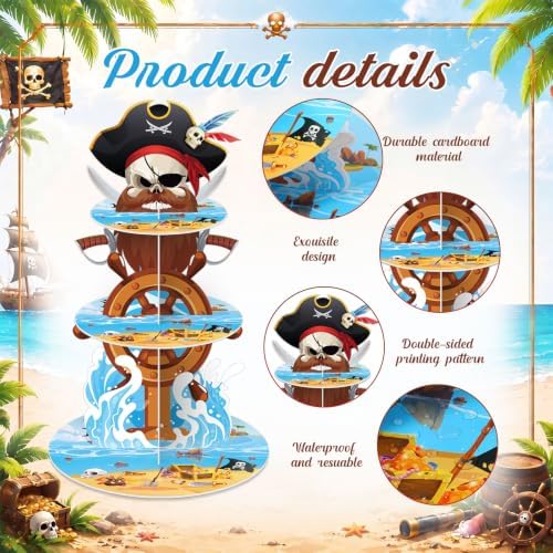 3 Tier Pirate Cupcake Stand Decoration Pirate Birthday Party Decor