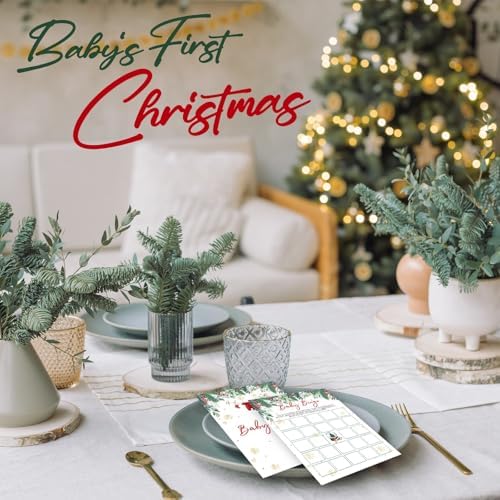 Christmas Baby Shower Games - 25 Pcs Baby Bingo Cards - Christmas Gender Reveal Games - Winter Party Decorations Favors Supplies -A06