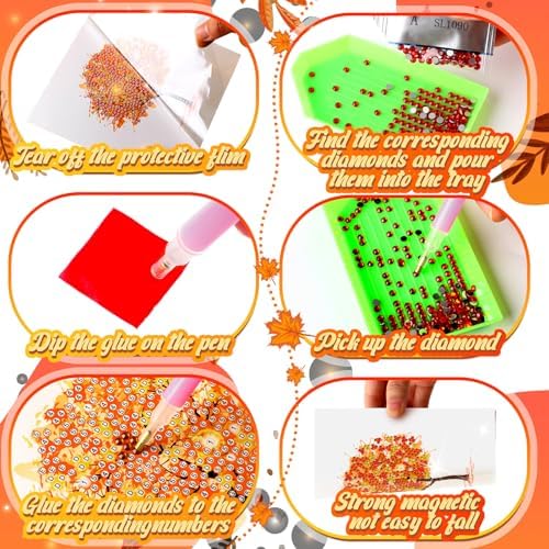 Saillong 12 Pack Fall Tree Diamond Painting Greeting Cards with Envelopes