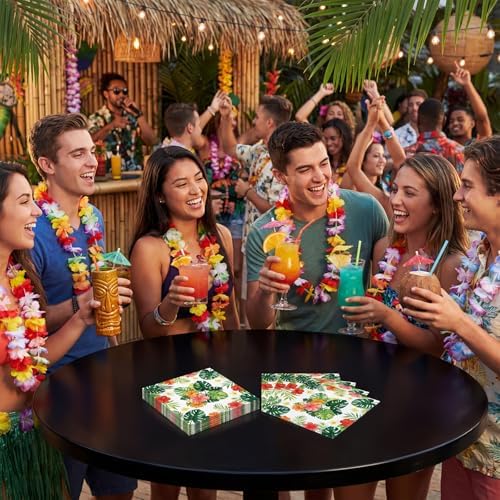 Natnarr 100 Pcs Tropical Napkins, 5" Hawaiian Cocktail Napkins