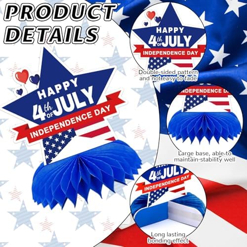 4th of July Decorations, 10PCS Patriotic Centerpiece for Table