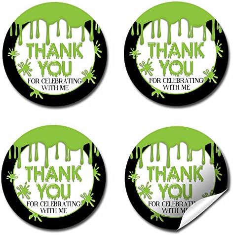 Green Slime Stickers, 40 Pack 2 Inch Slime Party Stickers, Birthday Thank You Labels for Favors, Goodie Bags and Envelopes by Amanda Creation