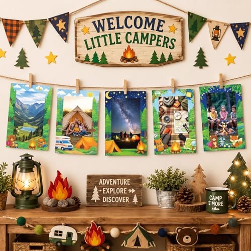 AmazingSpark 50 Pack Camping Picture Frames, Woodland Party Classroom