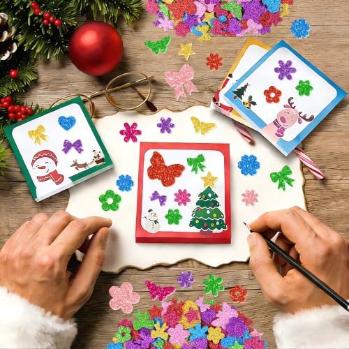 Foam Stickers, 700 PCS Glitter Foam Butterfly Flower Heart & Bow Stickers