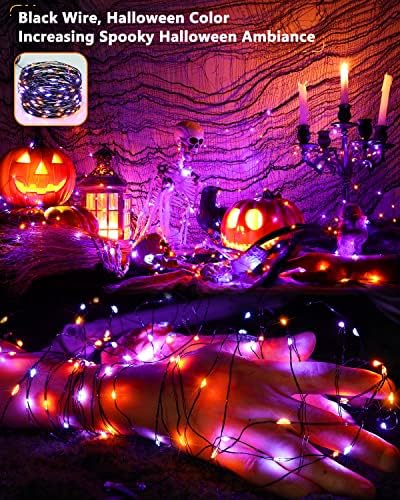 Brizled Orange & Purple Solar Halloween String Lights Outdoor Fairy Lights