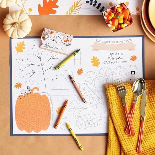 Big Dot of Happiness Happy Thanksgiving Games, Paper Fall Harvest Party Coloring Sheets, Thanksgiving Activity Placemats, Set of 16 (Pack of 2)