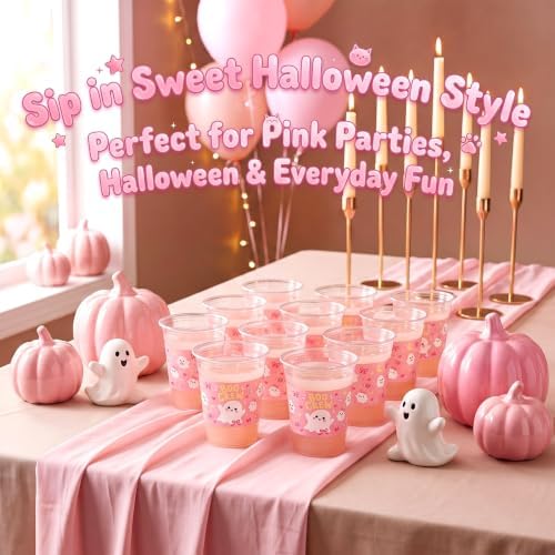 Willinglong 50 Pack Halloween Plastic Cups 12 oz for Party