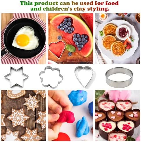 12-Piece Metal Cookie Cutter Set, Stainless Steel Biscuit Cutters for Baking, 4 Shapes (Heart, Star, Flower, Circle), Ideal Fondant Cutters & Dough Cutter, Perfect Cookie Cutters for Kids & Adults