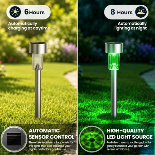 GIGALUMI Green Solar Pathway Lights, 20-Pack Outdoor Halloween Decor