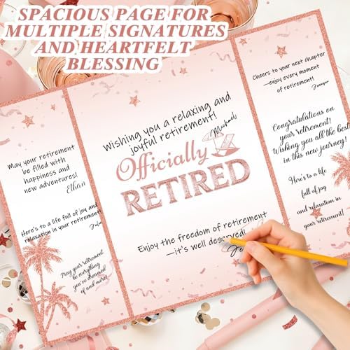 Thboxes Retirement Guest Book Alternative Signing Card, 18 X 12 in, Pink