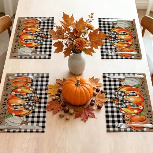 Place Mats Set of 4 12x18 inch (Buffalo Pumpkin, 12"x18")