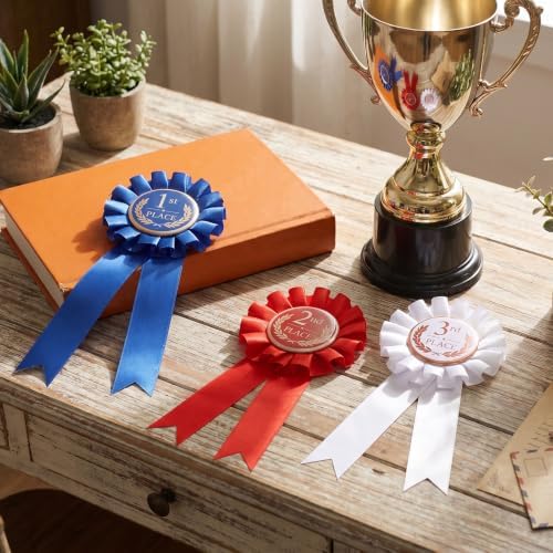 3 Pack Award Ribbon Rosette Set Winner Victory Prize Ribbons