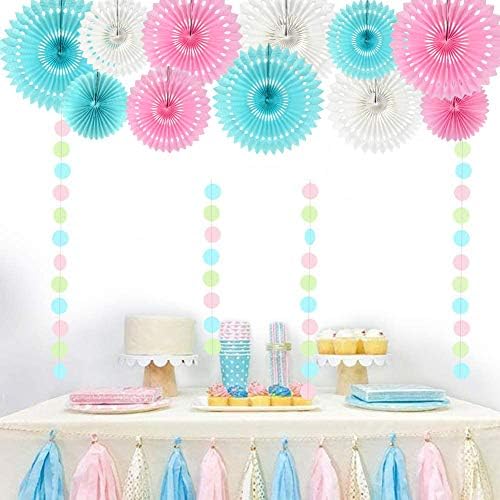 BEISHIDA Honeycomb Round Paper Fans Blue Pink Hanging Party Decoration