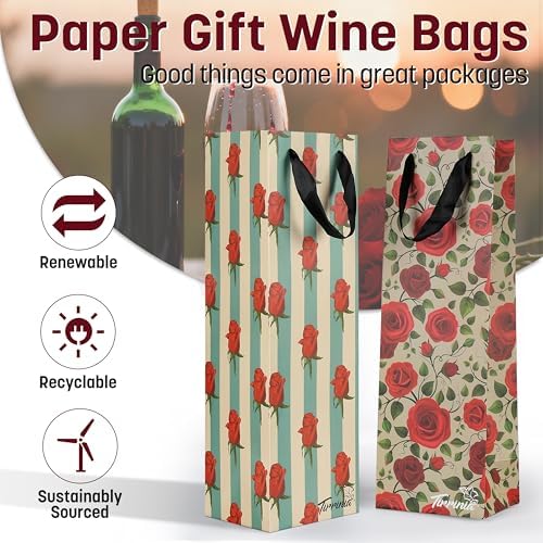 Tirrinia Wine Bottle Gift Bags 12-Pack in 4 Designs