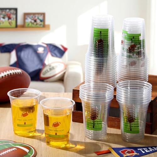 100 Pcs Bee Party Cups 16 oz, Brown, Green, Football
