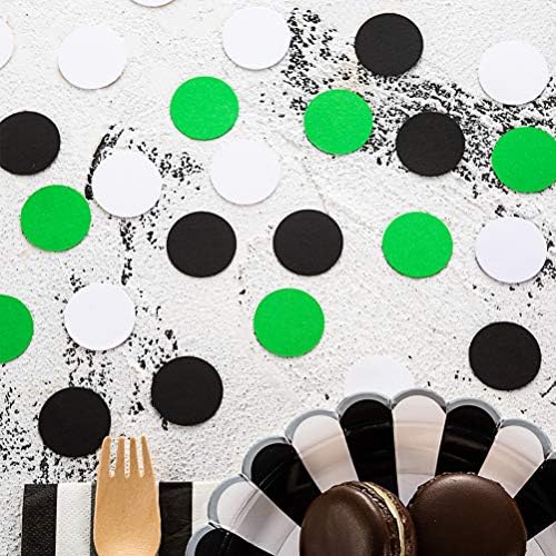 MOWO Black, Green and White Confetti Circle Table Decoration, 1.2 inch