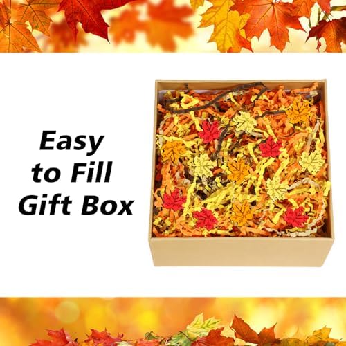 Jansun Fall Crinkle Paper Filler, Basket Stuffers with Maple Leaf Confetti