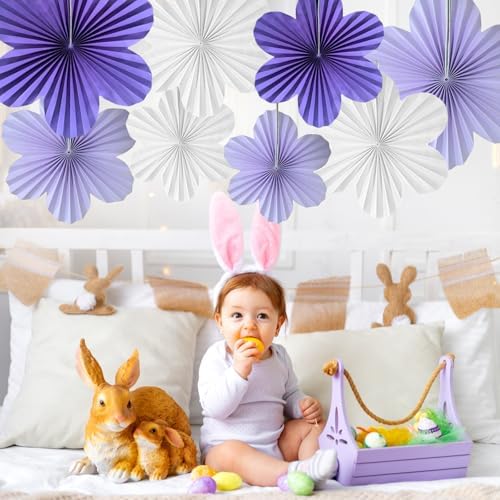 Purple Party Decorations Purple White Paper Flowers Decorations for Wall