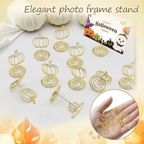 30 Pcs Picture Display,2 Inch Gold Photo Holders,Gold picture Holders for Tables,Table Number Holders，Party supplies for autumn harvest festivals, Halloween, Thanksgiving,Fall Decorations (Style 1)